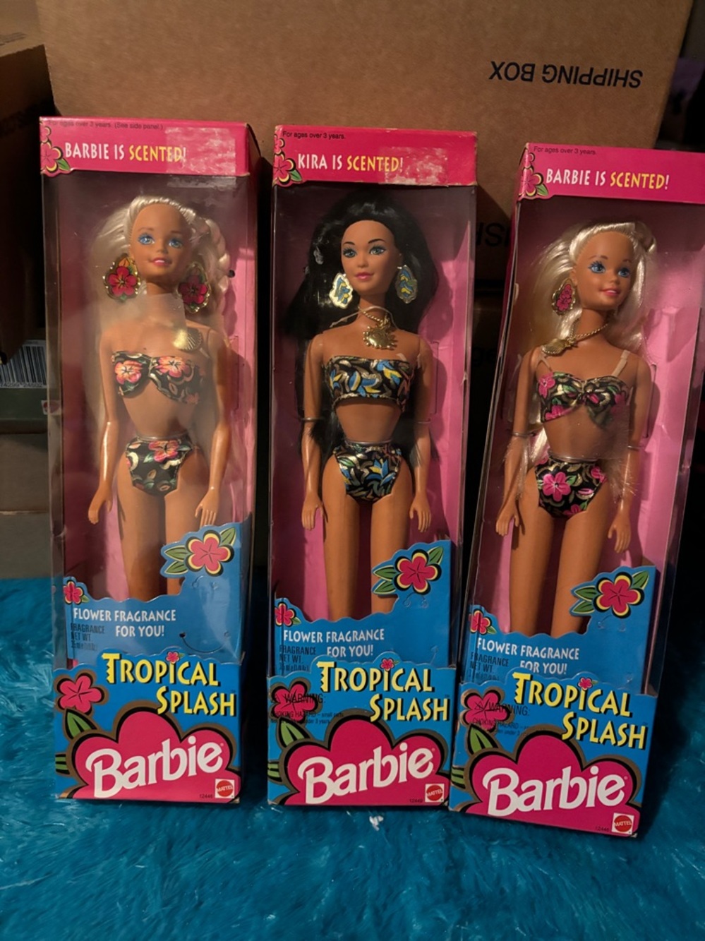 Barbie Tropical splash dolls with flower fragrance.